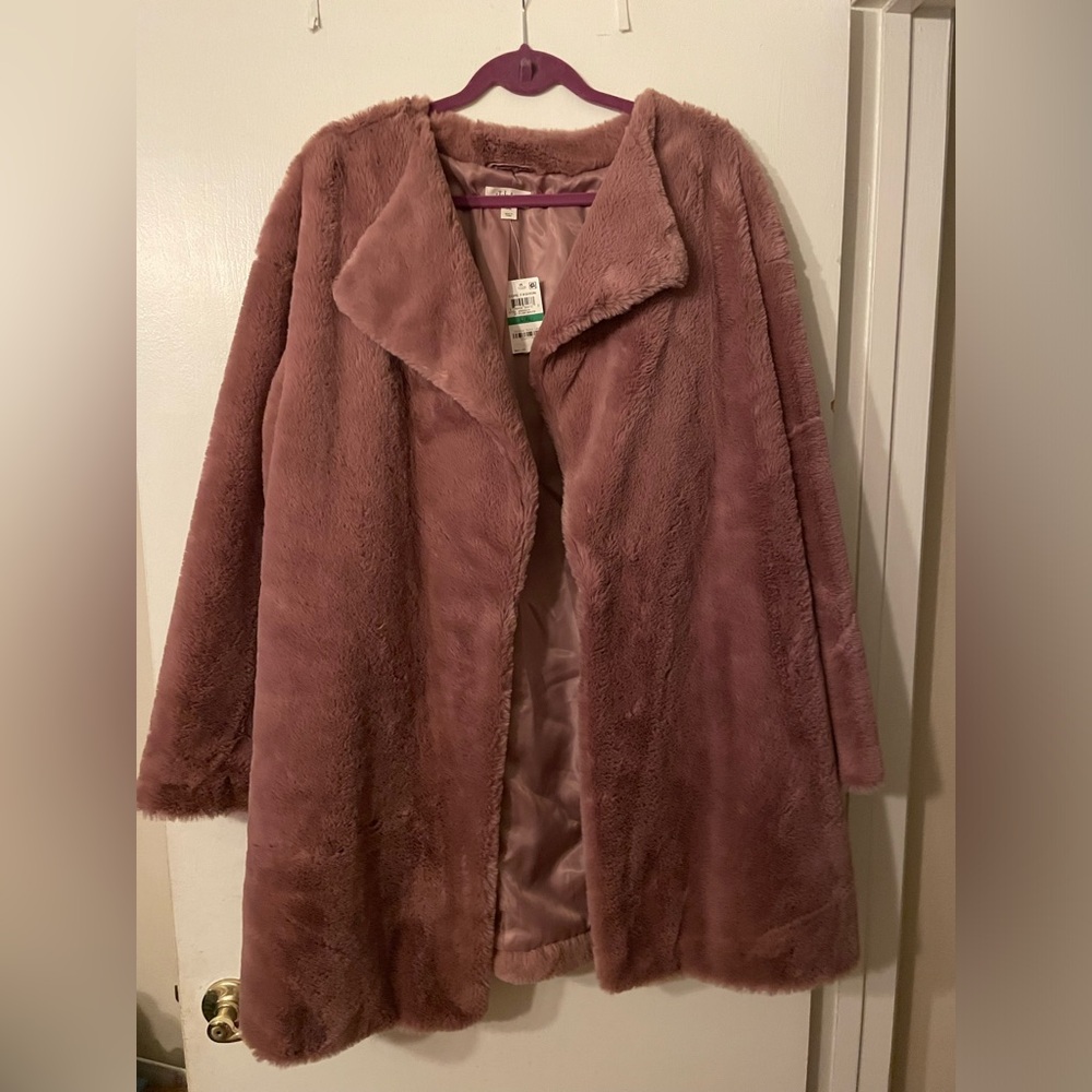 Style & Co. NWT Women's Faux Fur Coat SZ Large/X-Large, Plush Mauve